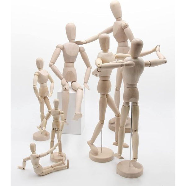 Schakelpop 40 cm hoog, mannequin tekenpop, gemaakt van fijne Samakholz-FSC, ideaal als model voor Bewegingsstudies