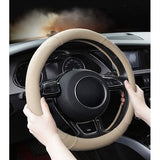 Auto Stuurhoes Stuurwielbeschermer Stuurhoes Microfiber Leer Universeel 37-38cm/15" Antislip Ademend Duurzaam (Beige)