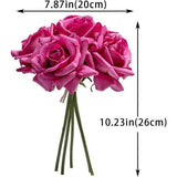 Kunstrozen enkele stengel 10 stuks kunstzijde bloemen boeket real touch home party bruiloft decoratie (roze rood)