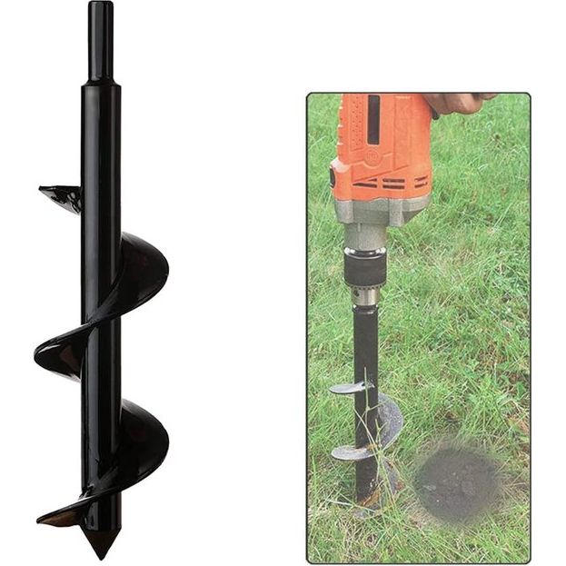 Tuingrondboor, grondcultivator boor, hex shank roestvrij staal, bloem plantenbakken slak om gaten te graven diepe cultivering, gereedschapsset voor het planten van bomen en struiken (diameter: 8 cm, lengte: 30 cm)