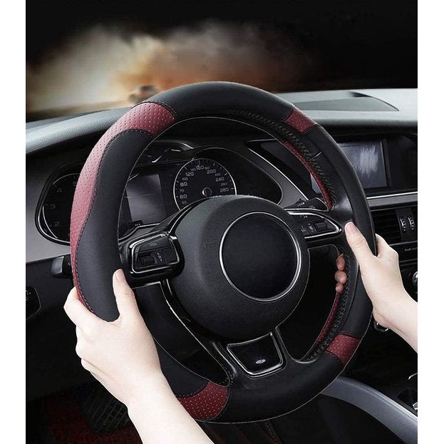 Autostuurhoes Stuurhoes Microvezel Leer Universeel 37-38 cm / 15 inch Antislip Ademend Duurzaam, wijnrood