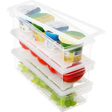 Kurtzy 3 Pak Plastic Koelkast Opslag Organizer Trommels met Deksels – Helder BPA Vrij, Stapelbare Koelkast en Diepvries Organizers met Drainage Plaat – Voor Keuken, Kelder, Kasten en Werkbladen