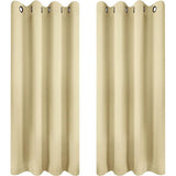Ondoorzichtige gordijnen met inslagringen, set van 2, 135 x 240 cm, beige, voor raamdecoratie en maximaal verduisteringsgordijn in woonkamer, slaapkamer, kantoor en kinderkamer
