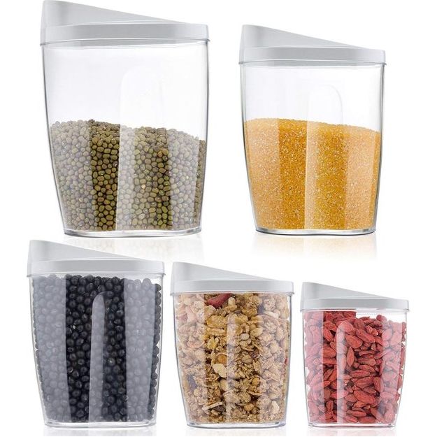 Strooidozen, voorraaddozen, set van 5, BPA-vrij, vershouddozen, voorraaddozen voor muesli/cornflakes