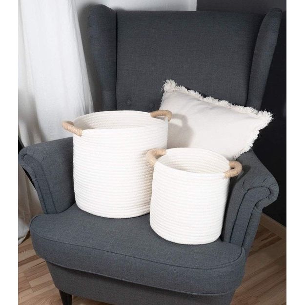 Set van 2 opbergmanden – opbergruimte en organisatie voor de gang, badkamer, slaapkamer en woonkamer of als speelgoedorganizer in de kinderkamer