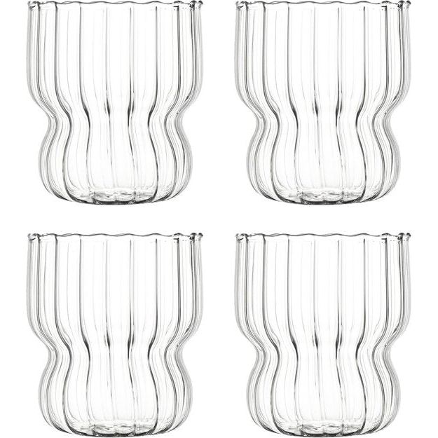 Cappuccinoglazen, set espressokopjes (4 x 300 ml), koffieglazen, koffiemokken, sapglazen, kleine, heldere beker van borosilicaatglas, glazen van borosilicaatglas voor latte, thee,