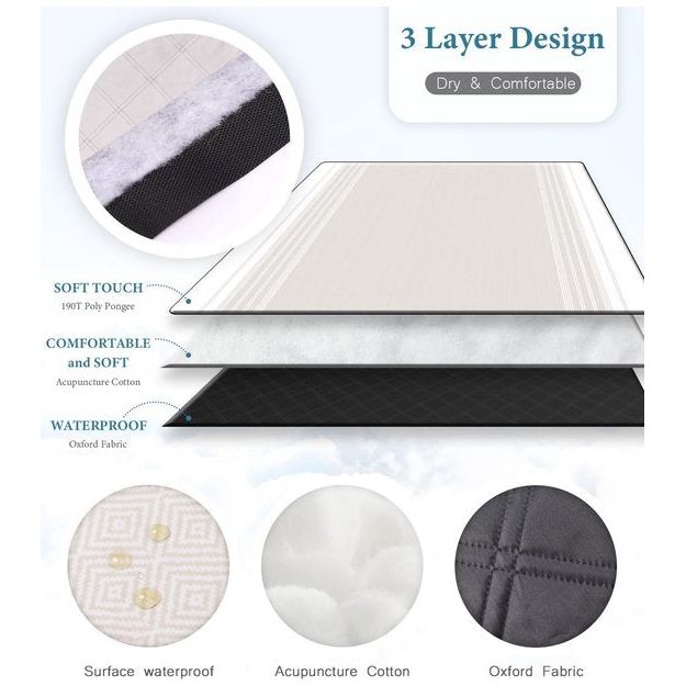 Picknickdeken, waterdicht, wasbaar, stranddeken, zandvrij, XXL, campingdeken, strandmat, geïsoleerd, met waterdichte onderkant (kaki, 200 x 200 cm)