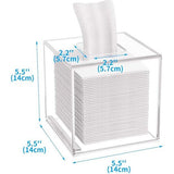 Vierkante cosmetische tissuebox, 14 x 14 x 14 cm acryl tissuedispenser, tissuebox met magnetische afdekking voor eetkamer, badkamer, slaapkamer, auto, kantoor - acryl transparant