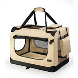 Hondentransportbox, hondentas, hondenbox, opvouwbare tas voor kleine dieren, (L) 70x52x50 cm beige