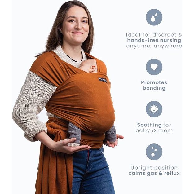 Draagdoek voor baby's en pasgeborenen, elastische babydrager voor pasgeborenen vanaf de geboorte en peuters tot 16 kg, eenvoudig te binden (bruin/bruin)