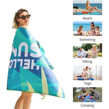 Strandhanddoek, groot, microvezel handdoek, 180 x 90, zandafstotend, sneldrogend, microvezel, groot, voor strand/zwembadside/strandstoelen (zomerblad)