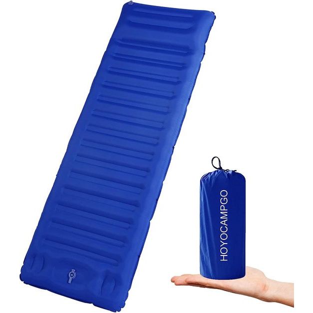 zelfopblazende campingmat, ultralicht, outdoor slaapmat met voetperspomp, extra dikte 12 cm, opblaasbaar luchtmatras, duurzaam, opvouwbaar matras met kussen voor wandelen, reizen