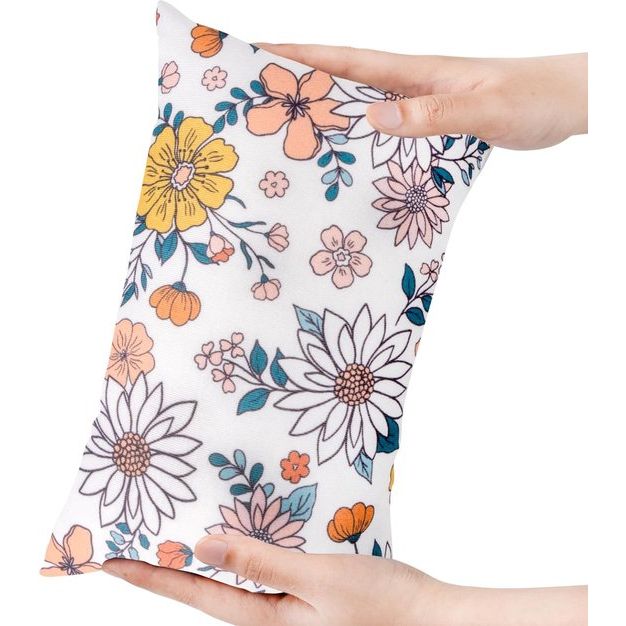 Klein kussen 11" x 7" afneembaar wasbaar bedrukt minikussen klein kussen voor baby-peuters huisdieren reizen nek-lumbale en kniesteun (28x18cm, bloemen, 1)