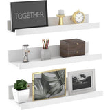 40 cm lang wandrek, wit, zwevend rek, fotolijst voor woonkamer, keuken, kinderkamer, werkkamer of slaapkamer, 3 stuks met verschillende maten