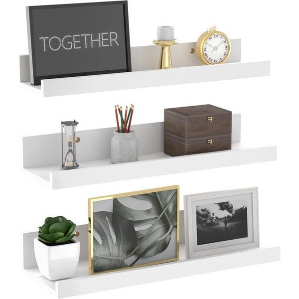 40 cm lang wandrek, wit, zwevend rek, fotolijst voor woonkamer, keuken, kinderkamer, werkkamer of slaapkamer, 3 stuks met verschillende maten