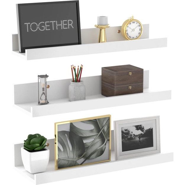 40 cm lang wandrek, wit, zwevend rek, fotolijst voor woonkamer, keuken, kinderkamer, werkkamer of slaapkamer, 3 stuks met verschillende maten