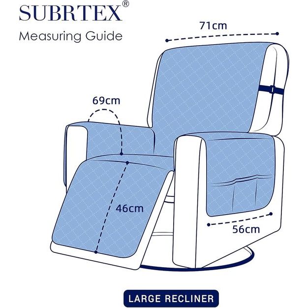 subrtex - Luxe fauteuilhoes, fauteuilbeschermer - stoelbeschermer, grote stoelbeschermer, wasbaar - Grijs, groot