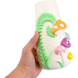 Beschilderde paddenstoelvaas voor bloemen, kleurrijke unieke 3D-bloemenvaas, 20 cm hoog, regenboog, funky paddenstoelvazen, decoratie, vaas voor pampasgras, grappig, veelzijdige tuingeschenken.