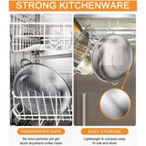 Kitchen Strainer, Set of 3, Stainless Steel, Micro-Perforated Kitchen Strainer, Pasta Strainer with Handle, Colander for Pasta, Fruit, Rice, Vegetables, Healthier and Highly Polished,