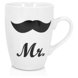 Mr&Mrs, mokken, 2 stuks, als huwelijksgeschenk voor het bruidspaar - paar kopjes, huwelijksmokken - cadeau voor koppels voor een bruiloft - 300 ml (002 stuks - Mr&Mrs)