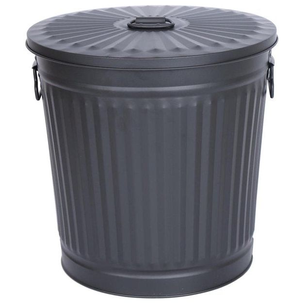 Vuilnisbak met handvatten Mat zwart Ø 21,5 cm, hoogte 21,5 cm