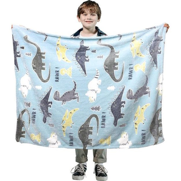 Deken dinosaurus kinderen dino deken licht op in het donker zachte pluizige fleece deken woondeken Glow in The Dark, dino geschenken voor jongens meisjes, 130 x 150 cm