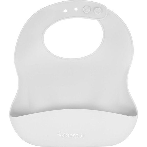 Siliconen slabbetje, met opvangbak voor baby's en peuters, subtiele en moderne kleuren, vrij van BPA, gemakkelijk te gebruiken, lichtgrijs