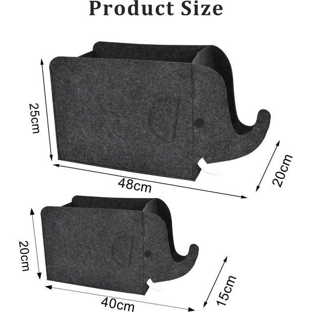 2 stuks opbergdozen voor kinderen, vilten vouwdoos, opbergdoos, speelgoedkist, speelgoedbak, opbergdozen van stof, wasmand voor kleding, boeken, speelgoed, olifantenvorm