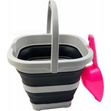 5 l opvouwbare rechthoekige praktische mand/emmer (grijs/antracietzwart (set van 2)