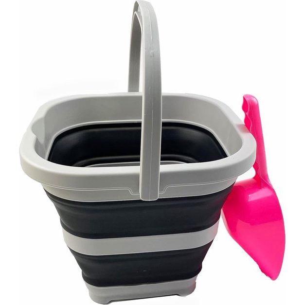 5 l opvouwbare rechthoekige praktische mand/emmer (grijs/antracietzwart (set van 2)