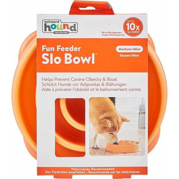 Outward Hound Fun Feeder - Anti Schrok Hondenvoerbak - 6 kleuren en 3 maten - door Dierenartsen aanbevolen Slow Bowl - Large/Regular - Grijs