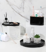 8 inch klein achthoekig dienblad, hars opbergdienblad cosmetica badkamerdienblad serveerplank voor slaapkamer make-uptafel woonkamertafel keukenspoelbak accessoires, mat zwart