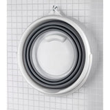 Opvouwbare 10 liter emmer, glitter picknickmand voor buiten, pop-up opbergorganizer, inklapbare wasbak, ideaal voor camping en festivals, grijs/wit