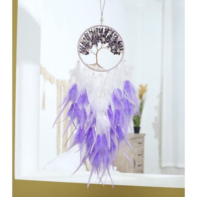 Levensboom dromenvanger, dromenvanger, grote handgemaakte veren mobiele muur opknoping decor voor slaapkamer slaapzaal decoraties home decor