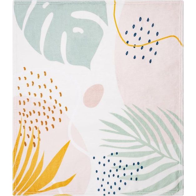 Deken, 127 x 152 cm, superzachte en warme flanellen fleece deken, Boheemse kreukbestendige winterdeken, bankdeken voor bank, bed, slaapkamer, woonkamer, kantoor - bladeren