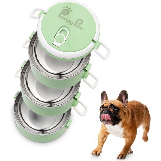 Reisvoerbak van roestvrij staal, set van 3, 1500 ml (3 x 500 ml, 3 x ca. 300 g), hondenbak voor onderweg, draagbare voederbak, praktische reisbak voor buiten en dagelijks gebruik