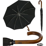 Men's Automatic Umbrella with Real Wood Round Hook Handle, black, Umbrella XXL automatic