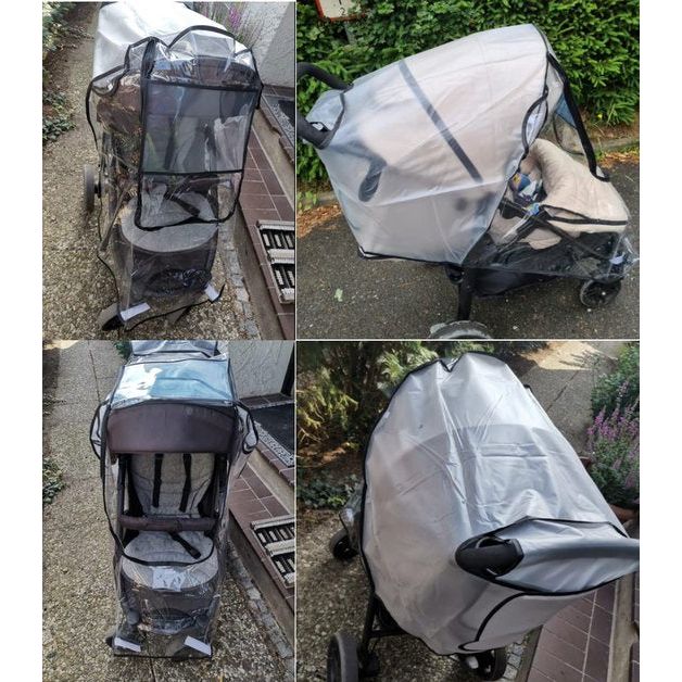 Regenbescherming voor kinderwagen, universele regenhoes voor buggy's en sportwagens met groot kijkvenster, goede luchtcirculatie, vrij van schadelijke stoffen, transparant