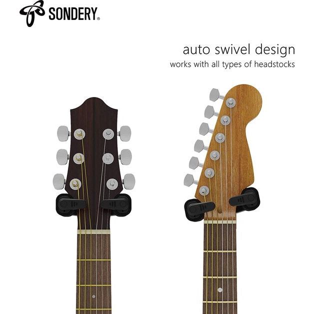 PUNK Gitaar muur hanger, haak, met picks, voor akoestische, klassieke, bas en elektrische gitaar, ukelele. (2 stuks, zwart PUNK Gitaar muur hanger, haak, met picks, voor akoestische, klassieke, bas en elektrische gitaar, ukelele. (2 stuks, zwart