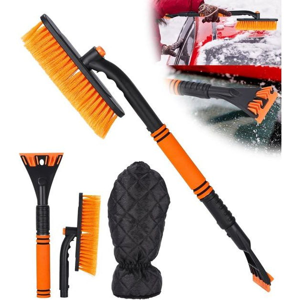 2-in-1 autoreinigingsborstel, ijskrabber, afneembare stabiele duurzame ruitkrabber auto, bloemenstofborstel, ijsbrekerfunctie, stabiele sneeuwschraper, schuimrubberen handgreep voor auto's,