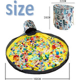 Opruimzak voor kinderen, met trekkoord, speelgoed, opbergdoos met deksel, draaggreep, babyspeeldeken, kinderspeelgoed, opbergzak voor kinderkamer, outdoor, picknick, groen