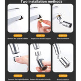 Universele spatfilterkraan, 720° draaibare waterafvoerkraan sproeikopadapter, keukenborrelkraan sproeikop met 4-laags gaasfilter en 2 O-ringventielen, lekvrij