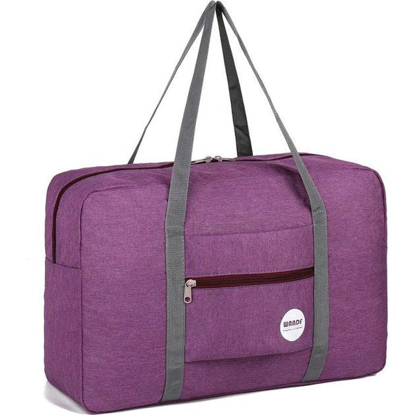 lichte opvouwbare reistas, handtas, plunjezak, duffel, weekendtas of sporttas, voor op reis, naar de sportschool of als handbagage, violet