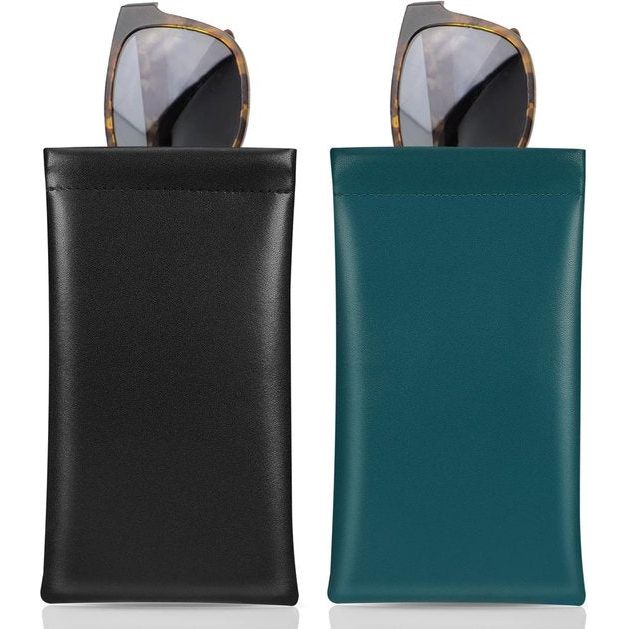 Brillenkoker, 2 stuks draagbare zonnebrillen etui met kliksluiting brillenkoker zachte bril beschermhoes leesbrillenetui voor dames met reinigingsdoekje