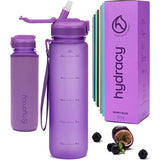 Drinkflessen met rietje en tijdmarkering, 1 liter, BPA-vrij, lekvrij, sportflessen, condensed water vrije waterflessen, ideaal voor sport en buitenactiviteiten, Berry Blue