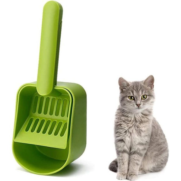 Kattenbaklepel, kattenveeglepel, duurzame kattenbakschep voor het reinigen van kattenzandtoiletten, schoonmaakhulpmiddelen voor huisdieren, katten, kittens, huisdieraccessoires, groot, 8 x 11,5 x 28 cm (groen)