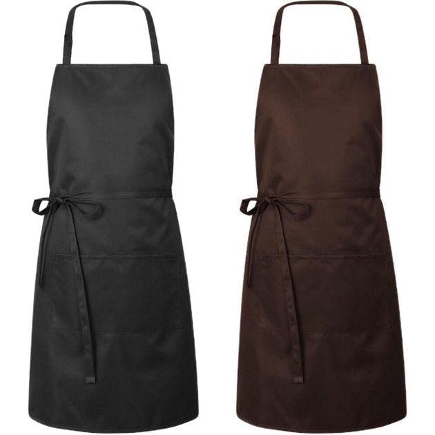 2 stuks kookschort, keukenschort, verstelbaar model, waterdicht, grillschort, heren en dames, keuken, restaurant, café, keukenschort, zwart