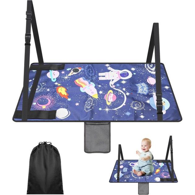 Vliegtuig-stoelverlenging voor kinderen, lichte en opvouwbare voetensteun, vliegtuig voor kinderen, ruimtecartoon, zitverlenging, vliegtuig, kinderen, draagbaar vliegtuigbed, kinderen