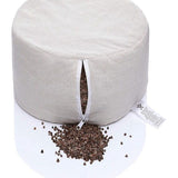 Extra hoog yogakussen, rond, diameter 31 cm, 20 cm hoog, met vulling van boekweit-spelt, machinewasbare overtrek van 100% extra dik katoen, meditatiekussen, zitkussen
