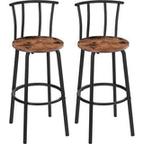 Barkrukken, set van 2, barstoelen met rugleuning, keukenstoelen, robuust en stabiel, industriële stijl, voor restaurant, keuken, bar, vintage en zwart